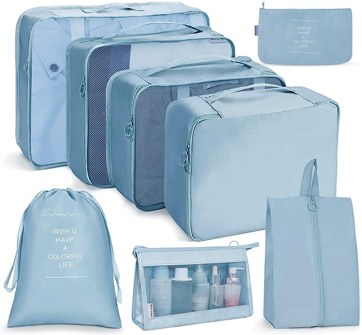 OCEANEVO Mesh 8 Pcs Packing Cubes For Travel, Travel Organizer Bags For Luggage, Suitcase