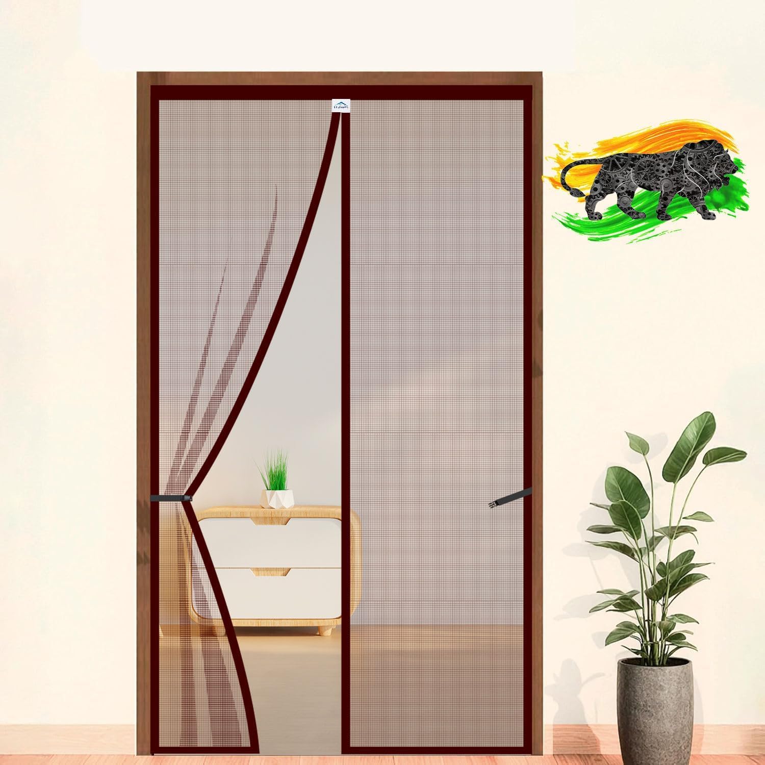 LifeKrafts Polyester Magnetic Mosquito Net for Door | Mosquito Curtain for All Door Types & Sizes 